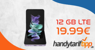 TOP DEAL! Samsung Galaxy Z Flip3 5G mit 12 GB LTE nur 19,99€ monatlich - nur 99 Euro Zuzahlung