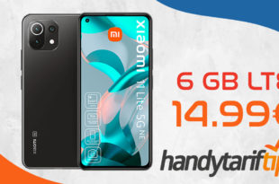 Xiaomi 11 Lite 5G NE 128 GB mit 6 GB LTE nur 14,99€ monatlich. Nur 49 Euro Zuzahlung.