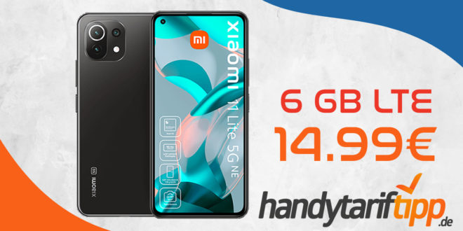 Xiaomi 11 Lite 5G NE 128 GB mit 6 GB LTE nur 14,99€ monatlich. Nur 49 Euro Zuzahlung.