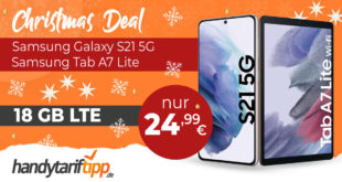 MEGA DEAL! Samsung Galaxy S21 5G & Samsung Tab A7 Lite mit 18 GB LTE nur 24,99€ monatlich