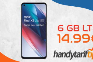 Oppo Find X3 Lite 5G mit 6GB LTE nur 14,99€ monatlich - nur 29 Euro Zuzahlung