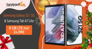 SAMSUNG Galaxy S21 5G & SAMSUNG TAB A7 LITE mit 6 GB LTE im Telekom Netz nur 24,99€ monatlich