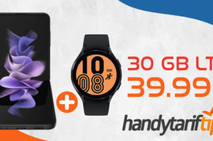 Samsung Galaxy Z Flip3 5G & Samsung Galaxy Watch4 mit 30 GB LTE nur 39,99€ monatlich