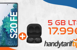 Tages-Deal! Samsung Galaxy S20 FE & SAMSUNG Galaxy Buds2 mit 5 GB LTE nur 17,99€ monatlich