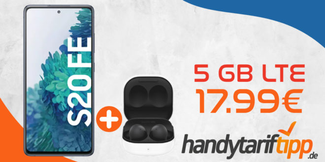 Tages-Deal! Samsung Galaxy S20 FE & SAMSUNG Galaxy Buds2 mit 5 GB LTE nur 17,99€ monatlich