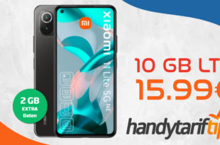 Xiaomi 11 lite 5G NE mit 10 GB LTE nur 15,99€ monatlich