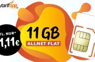 11 GB Allnet Flat für nur 11,11 EUR monatlich – ohne Vertragslaufzeit bestellbar
