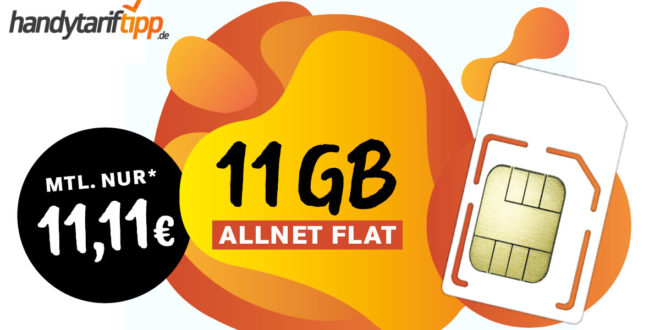 11 GB Allnet Flat für nur 11,11 EUR monatlich – ohne Vertragslaufzeit bestellbar