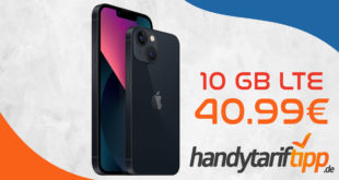 Apple iPhone 13 (Neuwertig & Günstiger) mit 10 GB LTE nur 40,99€ monatlich - nur 1 Euro Zuzahlung