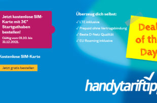 Kostenlose SIM-Karte im Telekom Netz mit 3 Euro Startguthaben - Prepaid ohne Vertragsbindung