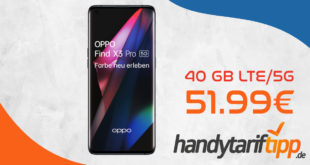 Oppo Find X3 Pro 5G mit 40GB LTE5G nur 51,99€ monatlich