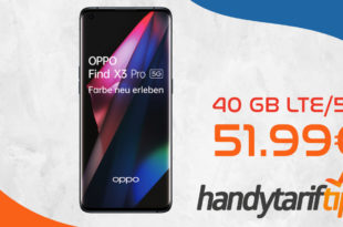 Oppo Find X3 Pro 5G mit 40GB LTE5G nur 51,99€ monatlich