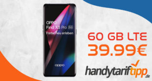 Oppo Find X3 Pro 5G mit 60GB LTE5G & 100€ Wechselbonus nur 39,99€ monatlich