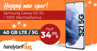 Samsung Galaxy S21 5G & 100€ Wechselbonus mit 40GB LTE5G nur 34,99€ monatlich