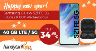 Samsung Galaxy S21 FE 5G & Galaxy Buds2 & 100€ Wechselbonus mit 40GB LTE5G nur 34,99€ monatlich