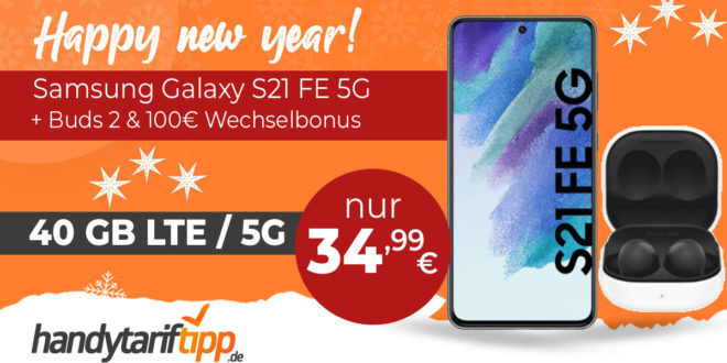 Samsung Galaxy S21 FE 5G & Galaxy Buds2 & 100€ Wechselbonus mit 40GB LTE5G nur 34,99€ monatlich