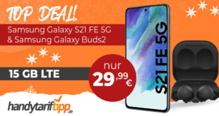 Samsung Galaxy S21 FE 5G & Samsung Galaxy Buds2 mit bis zu 15GB LTE nur 29,99€ monatlich