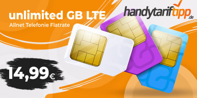Unlimited GB LTE mit bis zu 10 Mbits & monatlich kündbar nur 14,99€ monatlich
