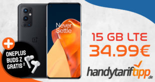 OnePlus 9 Pro & OnePlus Buds Z gratis & 100€ Startguthaben mit 15GB LTE5G nur 34,99€ monatlich