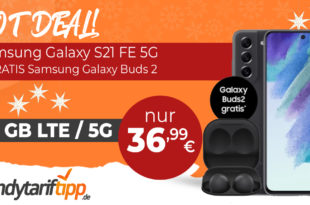 Samsung Galaxy S21 FE 5G & Samsung Galaxy Buds 2 mit 40GB LTE5G nur 36,99€ monatlich - nur 1 Euro Zuzahlung