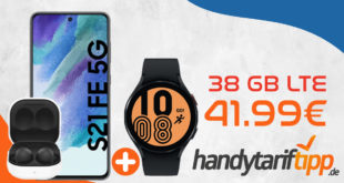 Samsung Galaxy S21 FE 5G & Samsung Galaxy Watch4 44mm LTE & Samsung Galaxy Buds2 mit 38GB LTE nur 41,99€ monatlich