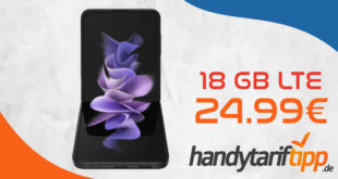 Samsung Galaxy Z Flip3 5G mit 18GB LTE nur 24,99€ monatlich - nur 39 Euro Zuzahlung