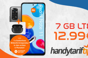 Xiaomi Redmi Note 11 & Redmi Buds 3 Lite mit 7GB LTE nur 12,99€ monatlich - nur 79 Euro Zuzahlung