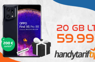 Oppo Find X5 Pro mit Vertrag - GRATIS OPPO Presale Geschenkbox mit 100 € Cashback-Vorteil & 100€ Wechselbonus - Tarif mit 20GB LTE5G nur 59,99€ monatlich