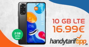 Xiaomi Redmi Note 11 mit 10GB LTE nur 16,99€ monatlich - nur 1 Euro Zuzahlung und kein Anschlusspreis