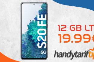 Samsung Galaxy S20 FE 5G mit 12GB LTE nur 19,99€ monatlich - nur 1 Euro Zuzahlung