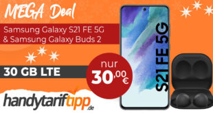 Samsung Galaxy S21 FE 5G & Galaxy Buds2 & 50€ Wechselbonus mit 30GB LTE nur 30€ monatlich - nur 1 Euro Zuzahlung