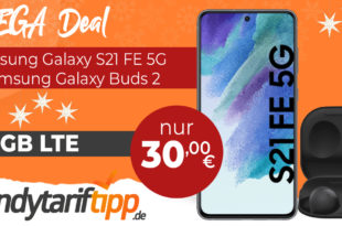 Samsung Galaxy S21 FE 5G & Galaxy Buds2 & 50€ Wechselbonus mit 30GB LTE nur 30€ monatlich - nur 1 Euro Zuzahlung