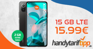 Xiaomi 11 lite 5G NE mit 15GB LTE nur 15,99€ monatlich - nur 1 Euro Zuzahlung und kein Anschlusspreis