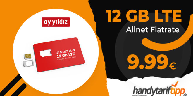 12 GB LTE & 60 Freiminuten EU, Türkei & Schweiz effektiv nur 9,99€ monatlich.