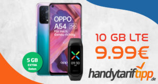 Oppo A54 5G & Oppo Band Sport mit 10 GB LTE nur 9,99€ monatlich - nur 13 Euro Zuzahlung und kein Anschlusspreis