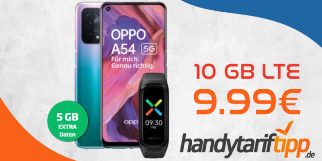 Oppo A54 5G & Oppo Band Sport mit 10 GB LTE nur 9,99€ monatlich - nur 13 Euro Zuzahlung und kein Anschlusspreis