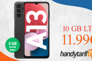 Samsung Galaxy A13 mit 10GB LTE nur 11,99€ monatlich - nur 1 Euro Zuzahlung und kein Anschlusspreis