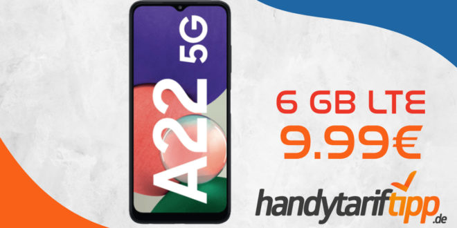 Samsung Galaxy A22 5G mit 6GB LTE nur 9,99€ monatlich - nur 29 Euro Zuzahlung