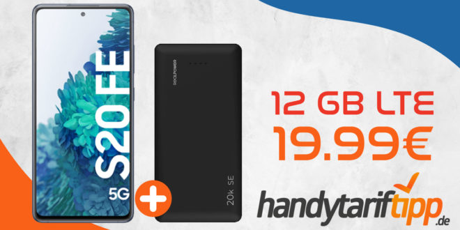 Samsung Galaxy S20 FE 5G & Realpower Powerbank-20k SE mit 12GB LTE nur 19,99€ monatlich
