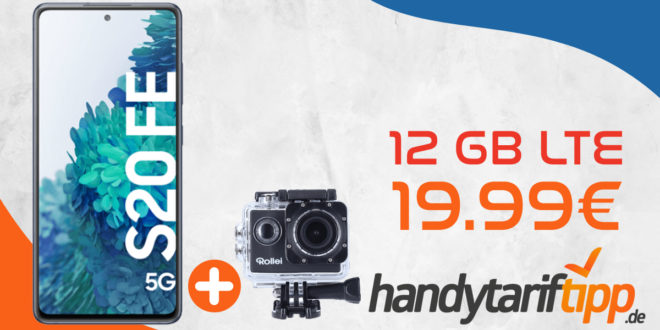 Samsung Galaxy S20 FE 5G & Rollei Actioncam 4s Plus mit 12GB LTE nur 19,99€ monatlich