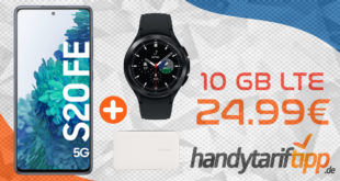 Samsung Galaxy S20 FE 5G & Samsung Galaxy Watch4 & Itfit UV-Desinfektionsbox mit 10GB LTE nur 24,99€ monatlich