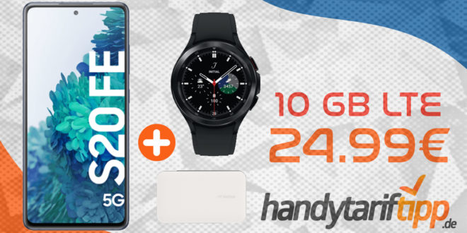 Samsung Galaxy S20 FE 5G & Samsung Galaxy Watch4 & Itfit UV-Desinfektionsbox mit 10GB LTE nur 24,99€ monatlich