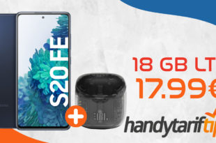 Samsung Galaxy S20 FE & JBL Tune 225 TWS Kopfhörer mit 18GB LTE nur 17,99€ monatlich - nur 24,99€ einmalige Zuzahlung.