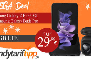 Samsung Galaxy Z Flip3 5G & Galaxy Buds Pro & 50€ Wechselbonus mit 15GB LTE nur 29,99€ monatlich