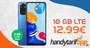 Xiaomi Redmi Note 11 mit 10GB LTE nur 12,99€ monatlich - nur 1 Euro Zuzahlung