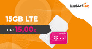 15 GB LTE im Telekom Netz & 40€ Cashback für nur 15€ monatlich - kein Anschlusspreis