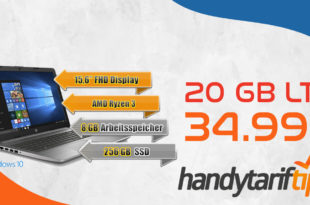 Notebook 15,6 HP mit 20GB LTE für 34,99€ monatlich - nur 1 Euro Zuzahlung.