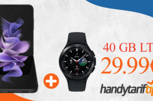Samsung Galaxy Z Flip3 5G & Galaxy Watch4 mit 40 GB LTE5G nur 29,99€ monatlich