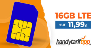 Nur bis 26.07. 11 Uhr - Monatlich kündbar - 16GB LTE nur 11,99€ monatlich. 19,99 € Bereitstellungspreis.