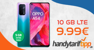 Oppo A54 5G mit 10GB LTE nur 9,99€ monatlich - nur 13 Euro Zuzahlung und kein Anschlusspreis